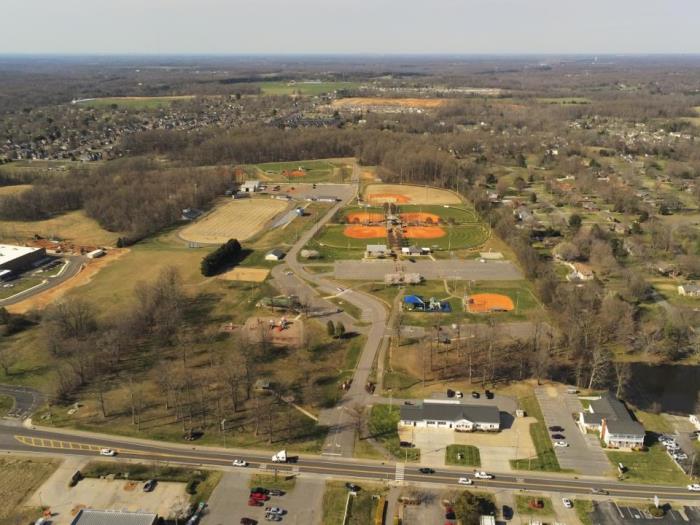 Municipal Park Front Drone Shot