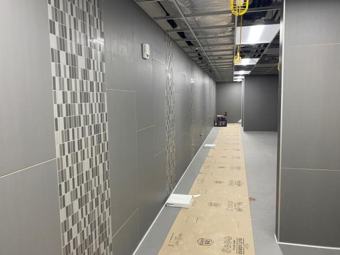 rec center construction progress Bathroom tile